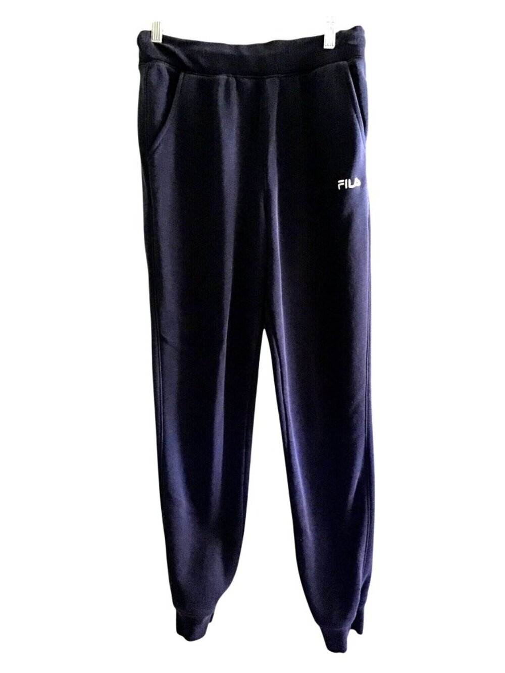 FILA- WOMENS NAVY ELASTIC WAIST TAPPER LEG SWEATPANTS SIZE SMALL